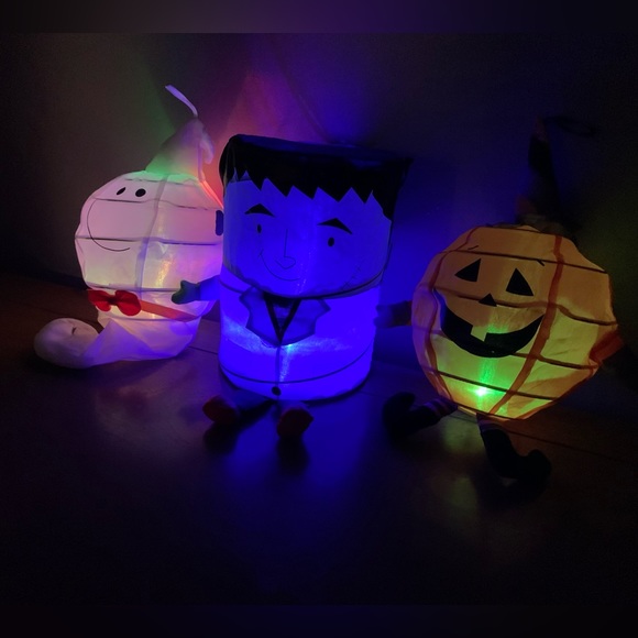 Halloween Hanging Ghost, Frankenstein and Pumpkin Light Up Decor,Set of 3 - Picture 2 of 13